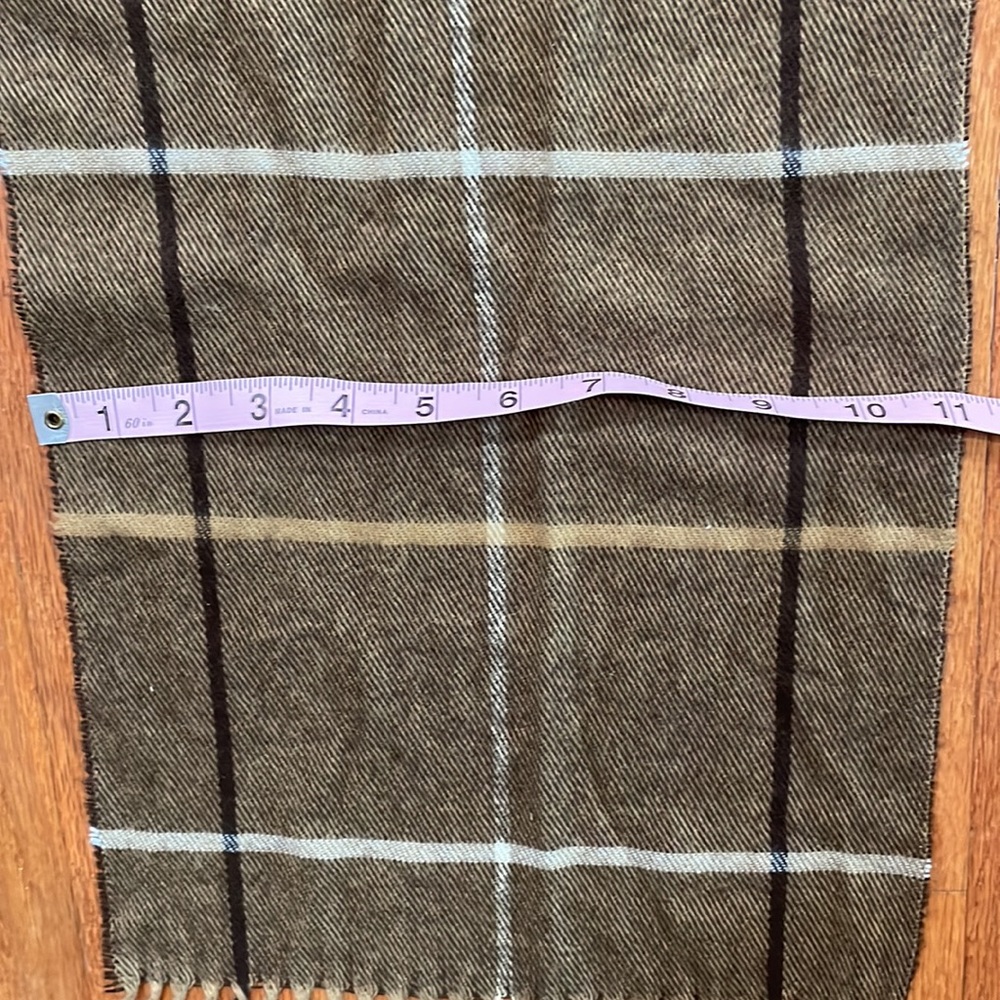 Cashme’ Brown Plaid Long Scarf 100% Acrylic Vintage Made in Italy Soft & Cozy - Picture 5 of 6